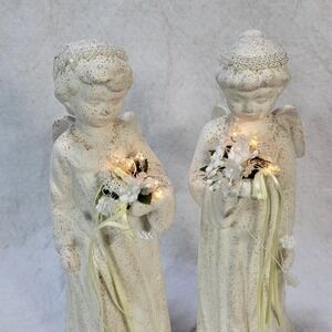 House of Lloyd Heavenly Lights Angel Figurines Set 2 Lighted Christmas 1991